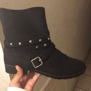 Black rhinestone boots